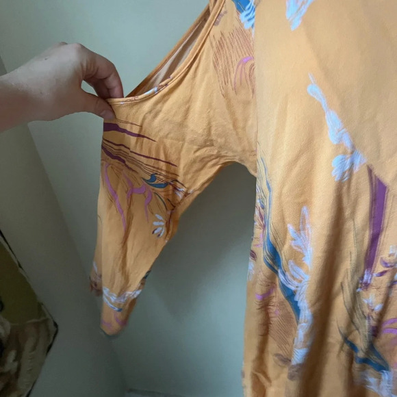 Free People Orange Cold Shoulder Mini Dress Tunic, size large - Picture 3 of 5